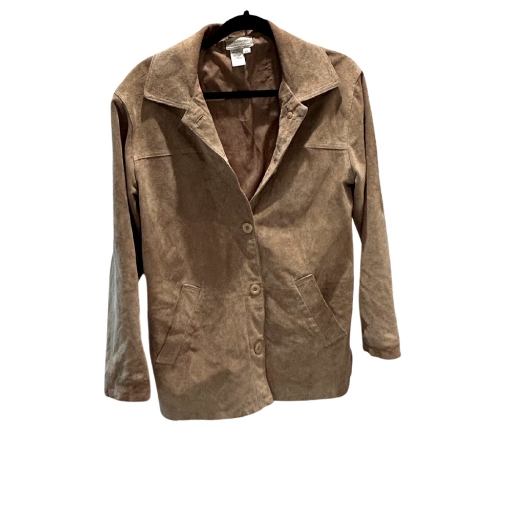 Coldwater Creek Suede Oversized Button Down Jacket | Tan | Size XS